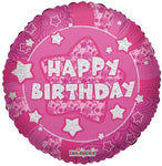 Convergram Mylar & Foil Holographic Pink Happy Birthday 18″ Balloon