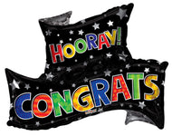 Convergram Mylar & Foil Hooray! Congrats Banner Shape 36″ Balloon