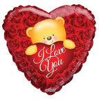 Convergram Mylar & Foil I Love Bear Over Roses Heart 18″ Balloon