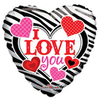 I Love You Zebra Stripes 18″ Balloon