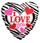 I Love You Zebra Stripes 18″ Balloon