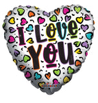 Convergram Mylar & Foil I Love You Animal Print Hearts 18″ Balloon