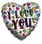 Convergram Mylar & Foil I Love You Animal Print Hearts 18″ Balloon