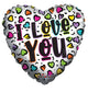 I Love You Animal Print Hearts 18″ Balloon