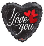 Convergram Mylar & Foil I Love You Black Heart 18″ Balloon