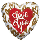 Convergram Mylar & Foil I Love You Golden Hearts Holographic 18″ Balloon