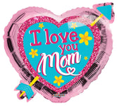 Convergram Mylar & Foil I Love You Mom Heart With Arrow 18″ Balloon