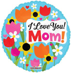 Convergram Mylar & Foil I Love You! Mom! Tulips, Sunflowers, Daisies 18″ Balloon