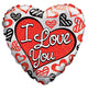 I Love You Red and Black Hearts 18″ Balloon