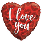 Convergram Mylar & Foil I Love You Red Heart Kisses 18″ Balloon