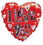 Convergram Mylar & Foil I Love You Red Heart Whimsical 18″ Balloon