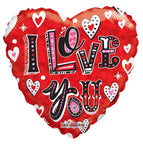 Convergram Mylar & Foil I Love You Red Heart Whimsical 18″ Balloon