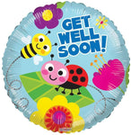Convergram Mylar & Foil Ladybug, Bee & Flowers Get Well Soon! 18″ Balloon