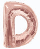 Globo de oro rosa con letra D de 34"
