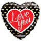 Love You Laced Heart with Gold 18″ Balloons