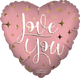 Globo Love You Matte Gold Pink Heart 18″