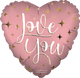 Love You Matte Gold Pink Heart 18″ Balloon