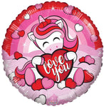 Convergram Mylar & Foil Love You Unicorn with Heart 18″ Balloon