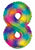 Convergram Mylar & Foil Number 8 Rainbow 34″ Balloon
