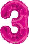 Convergram Mylar & Foil Pink Number 3 34″ Balloon