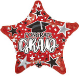 Convergram Mylar & Foil Red Congrats Grad 18" Graduation Star Balloon