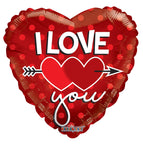 Convergram Mylar & Foil red I Love You Two Hearts On Red 18″ Balloon