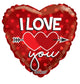 red I Love You Two Hearts On Red 18″ Balloon