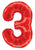 Convergram Mylar & Foil Red Number 3 Balloon 34″