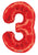 Convergram Mylar & Foil Red Number 3 Balloon 34″