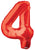 Convergram Mylar & Foil Red Number 4 Balloon 34"