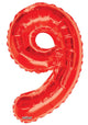 Red Number 9 Balloon 34″