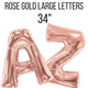 Números y letras de globos gigantes de oro rosa de 34"