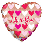 Convergram Mylar & Foil Rose Gold I Love You Hearts 18″ Balloon