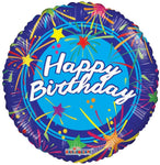 Shiny Firework Stars Happy Birthday 18″ Balloon