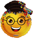 Convergram Mylar & Foil Smiley Face Graduation Emoji with Glasses 24″ Balloon