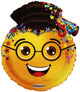Smiley Face Graduation Emoji with Glasses 24″ Balloon