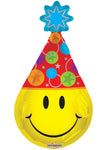 Convergram Mylar & Foil Smiley Party Hat 14″ Balloons (Flat count)