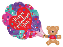 Convergram Mylar & Foil Valentine Bear With Balloon Bouquet 36″ Gellibean Balloon