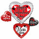 Valentine Many Hearts Cluster 36″ Balloon