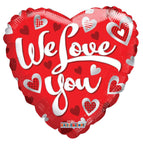 Convergram Mylar & Foil We Love You Silver Hearts
