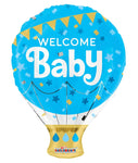 Convergram Mylar & Foil Welcome Baby Blue Hot Air Balloon