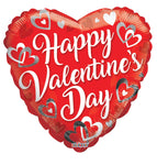 Convergram Mylar & Foil white Happy Valentine's Day Heart 18″ Balloon
