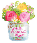 Convergram Mylar & Foil World's Sweetest Mom! Mason Jar With Flowers