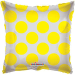 Convergram Mylar & Foil Yellow Circles Polka Dot Clear View 18″ Balloon