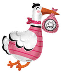 Convergram Packaged Welcome Baby Girl Giant 36" Stork Foil Balloon