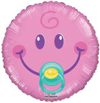Convergram Pink Smiley Girl with Pacifier 18″ Balloon
