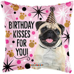 Convergram Pug Birthday Kisses For You! 18″ Balloon