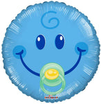 Convergram Smiley Blue Boy with Pacifier 18″ Balloon
