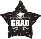 Congrats Grad Graduation Black Star Globo de 18″