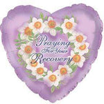 CTI Mylar & Foil Praying For Your Recovery Floral Wreath Heart Shape 17″ Balloon